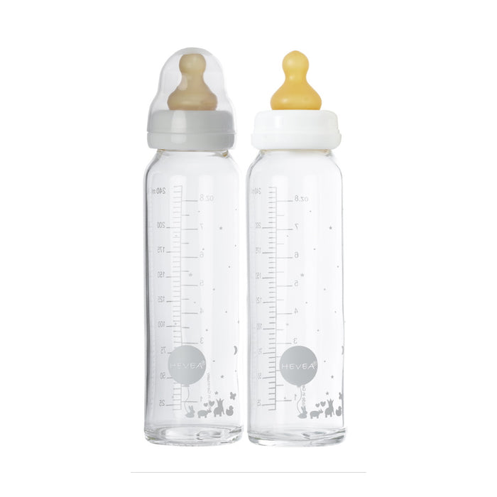 Glass Baby Bottle With Natural Rubber Nipple Pack of 2