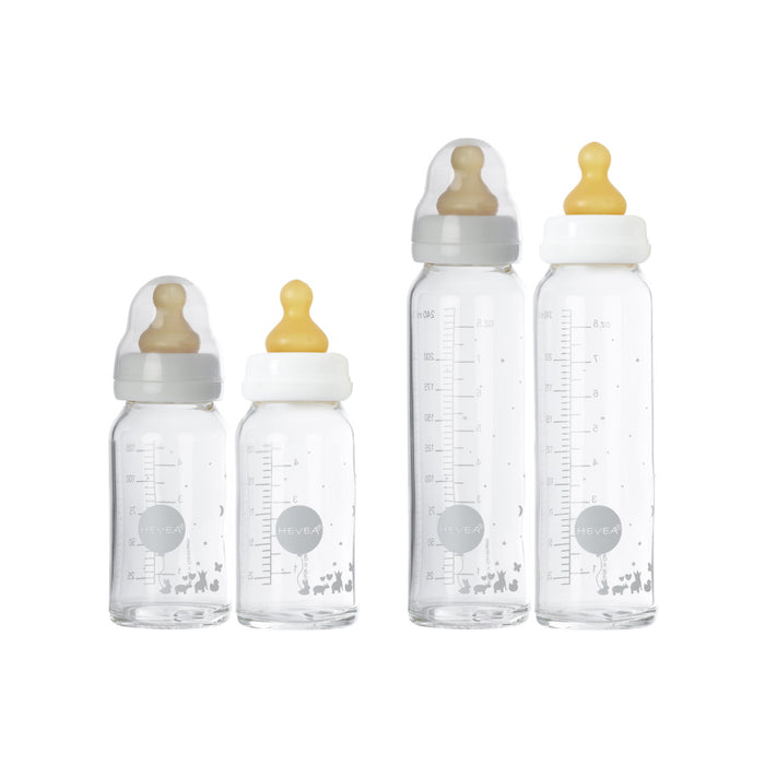 Glass Baby Bottle With Natural Rubber Nipple Pack of 2