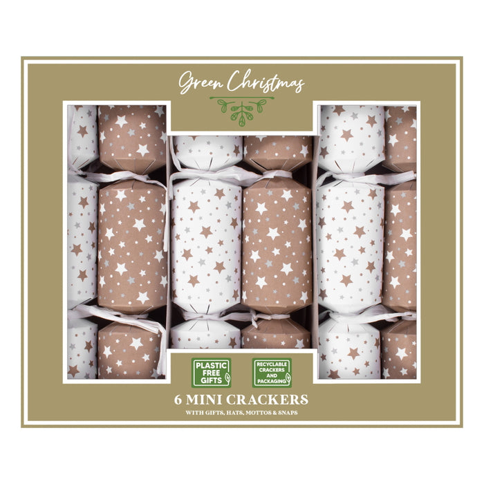 Plastic Free Mini Christmas Crackers 8.5" Pack of 6