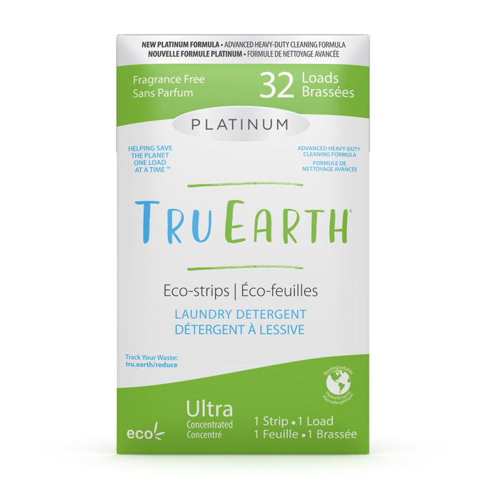 Laundry Detergent Platinum Eco-Strips Fragrance Free 32 Loads