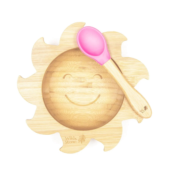 Bamboo Weaning Suction Bowl and Spoon Set Sunshine