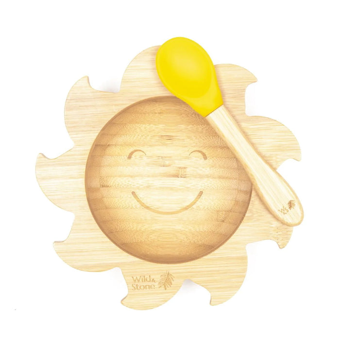 Bamboo Weaning Suction Bowl and Spoon Set Sunshine