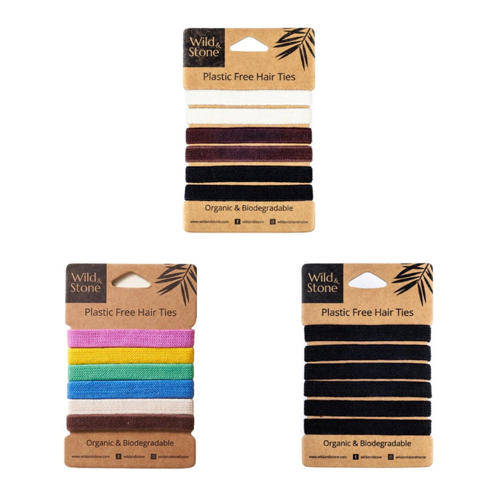 Natural Organic Plastic Free Hair Ties Pack of 6