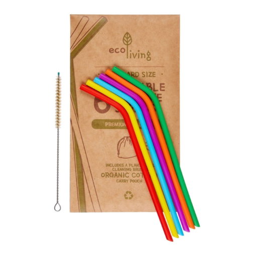 Silicone Straws Standard Size With Carry Pouch Pack of 6