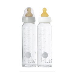 Glass Baby Bottle With Natural Rubber Nipple Pack of 2