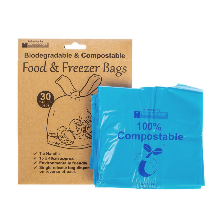 Eco Friendly Medium Food & Freezer Bags Pack 30 Biodegradable Compostable 